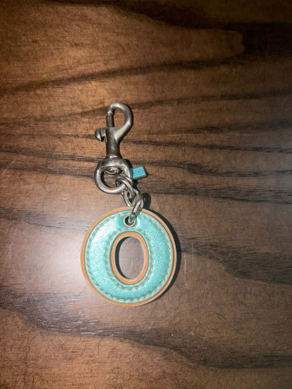 Coach Letter 'O' Two-Tone Leather Bag Charm Keychain